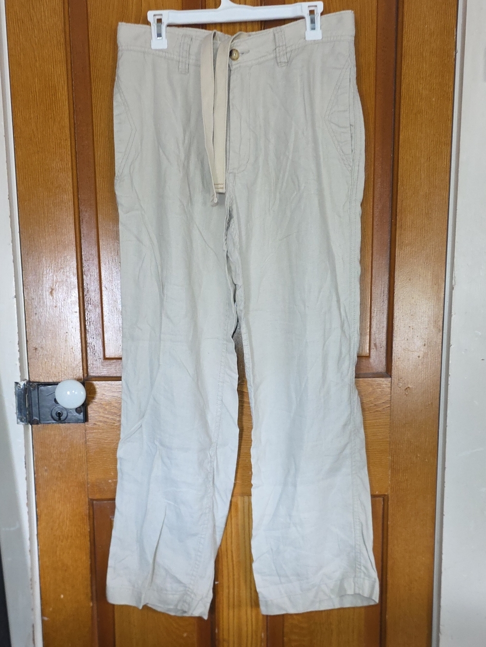 Old Navy Men's Light Beige Drawstring Linen Chinos